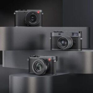 Four Leica cameras and a lens in a new metal gray finish, from the D-Lux 8 to the flagship M11-P